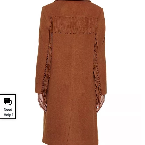 Kenneth Cole Fringe Wool Trench Coat - Picture 6 of 8